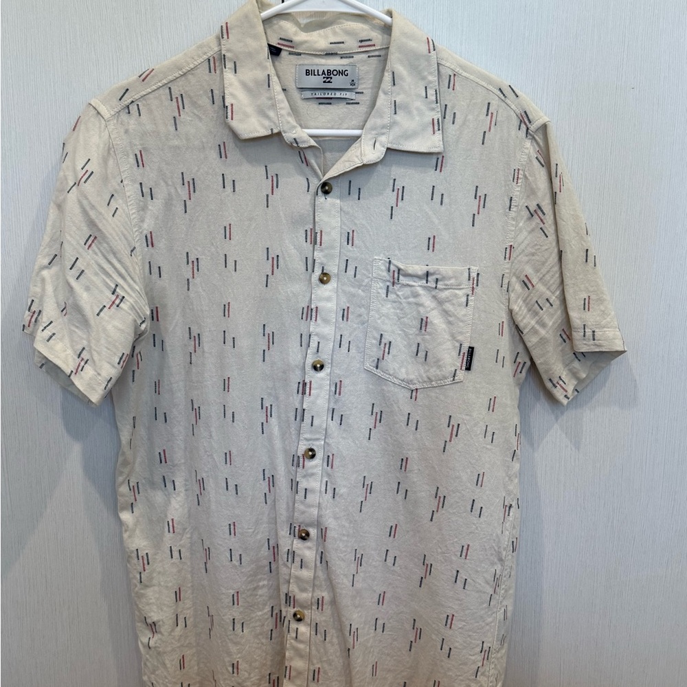 Billabong Men's Cream Short Sleeve Shirt - Medium